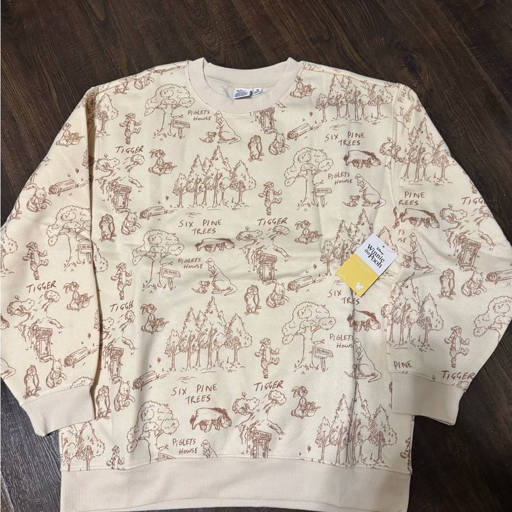 Disney Cream and Brown Graphic Women's Sweatshirt